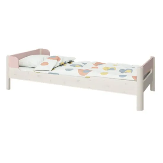 Oniria Wooden Single Bed In Whitewash Pink