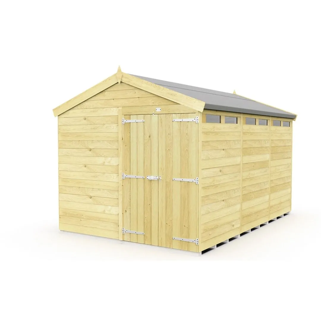 Buttercup Farm 8 x 12 Feet Apex Security Shed - Double Door - L358 x W231 x H217 cm in Brown