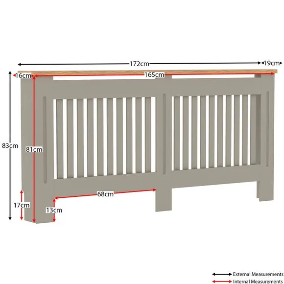 Return - Vida Designs Arlington Radiator Cover, Grey, Extra Large 6