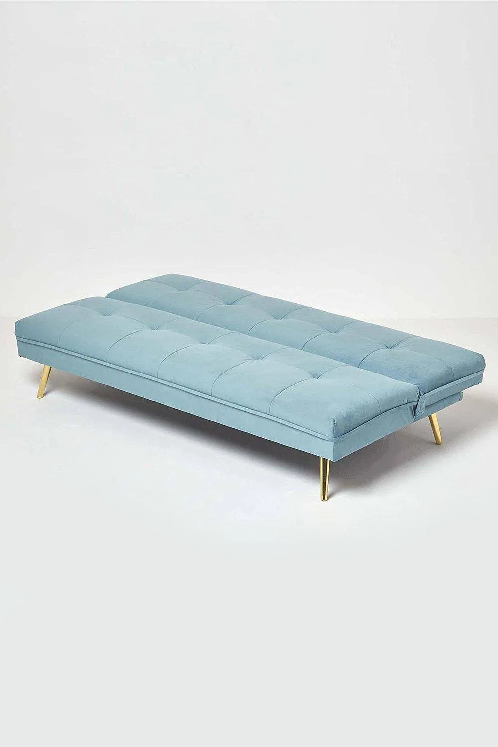 Homescapes Laurie Velvet Click Clack Sofa Bed in Blue 3