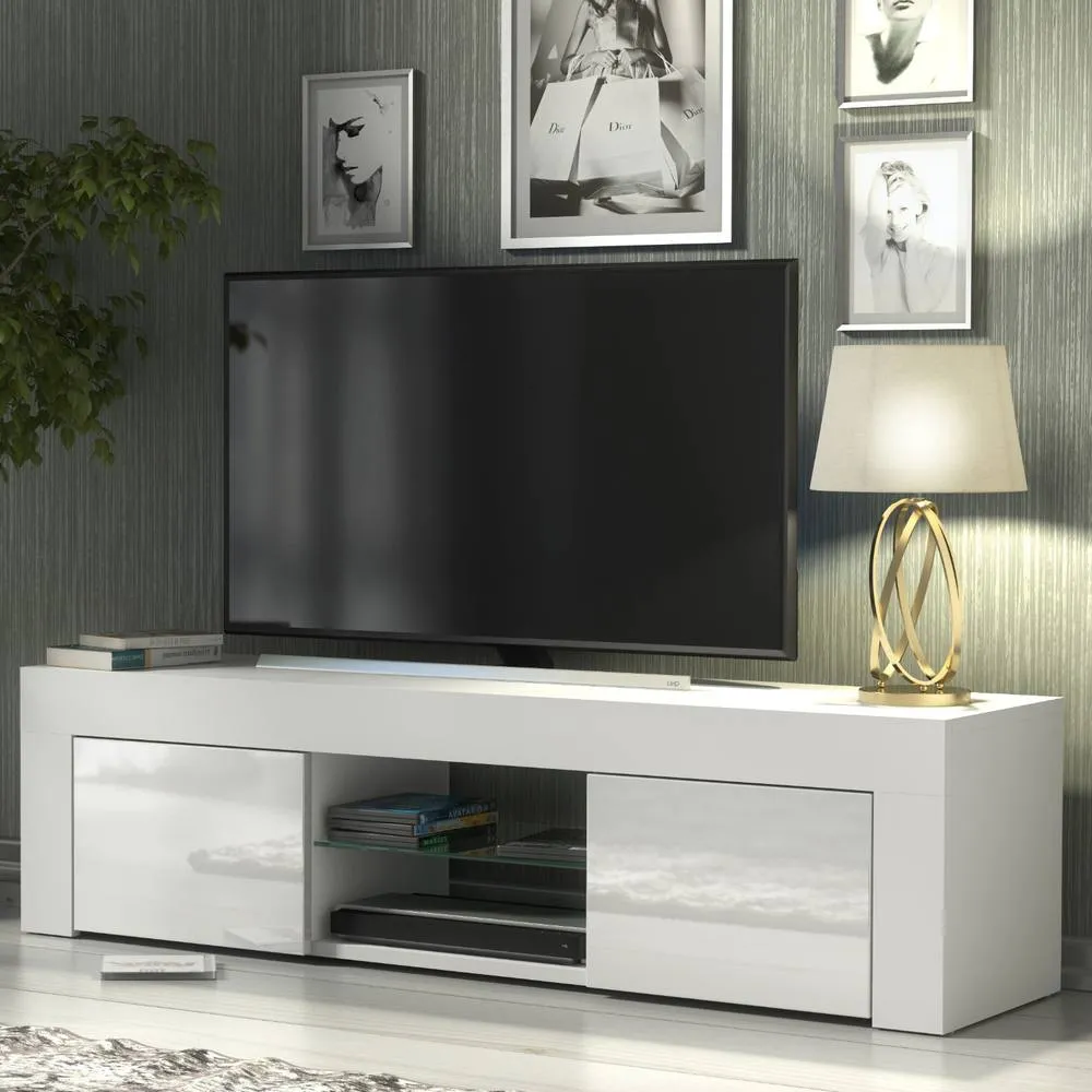 Creative Furniture Loom TV Unit 130cm - White with Gloss Doors 5