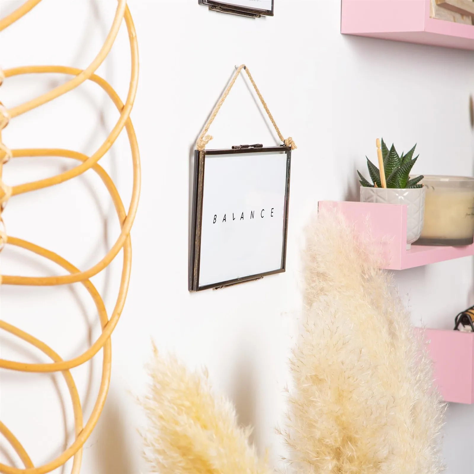 Nicola Spring 5x Hanging Metal Photo Frames - 7" x 5" - Black - Picture Frame Wall Mounted Frame with Rope 5