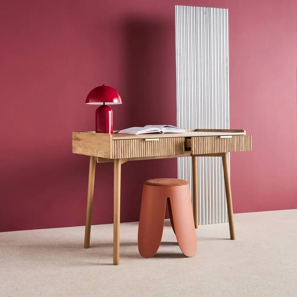 sweeek Grooved mango wood effect desk with 2 drawers in Brown 4