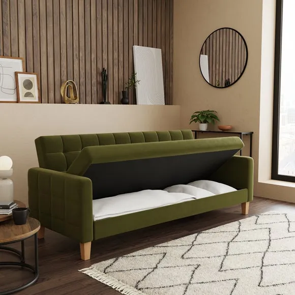 Harlow Velvet Storage Double Sofa Bed 4