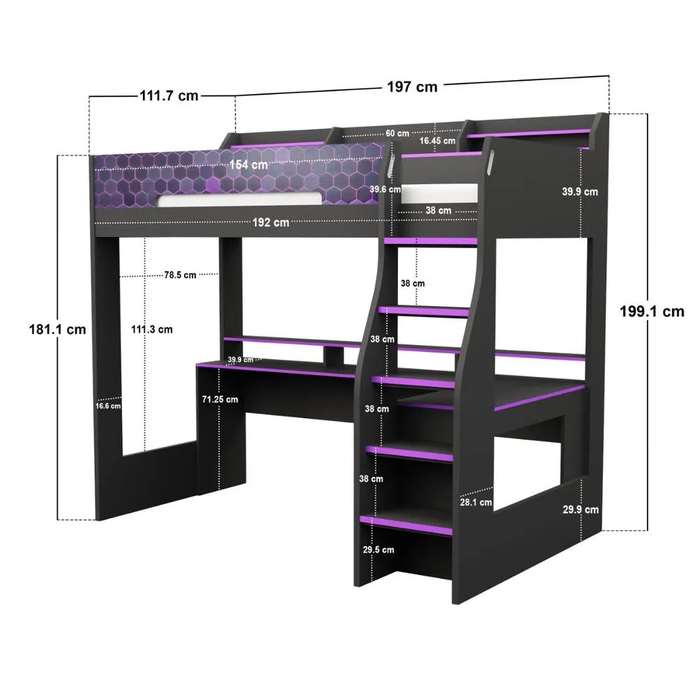 Flair Ultimate Violet Gaming High Sleeper Charcoal & Purple 5