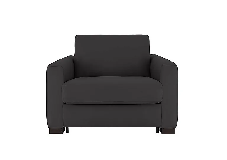 Alcova Leather Chair Sofa Bed with Box Arms - Botero Nero