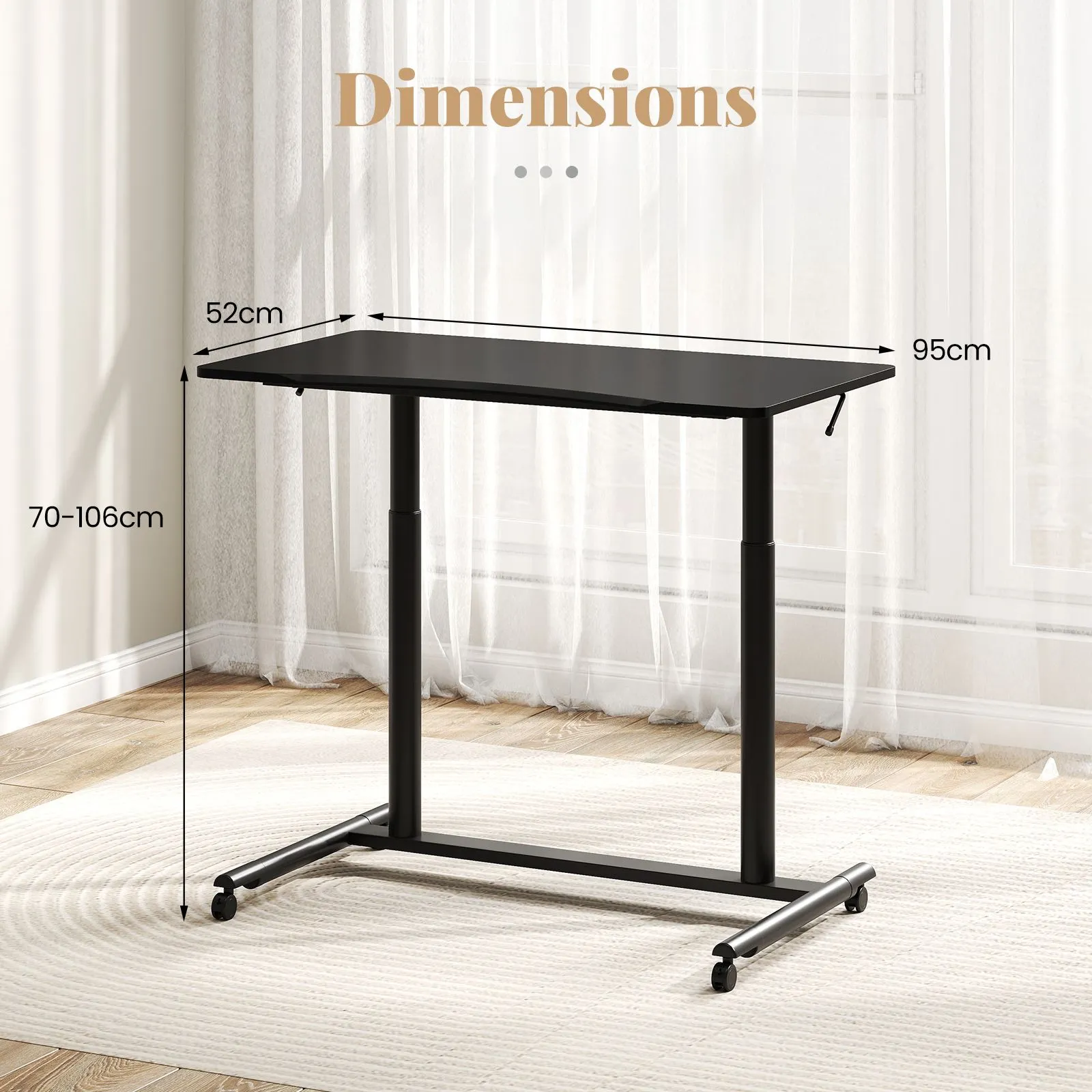 Costway Mobile Standing Desk C-Shaped Sit Stand Desk w/Adjustable Height in Black 2