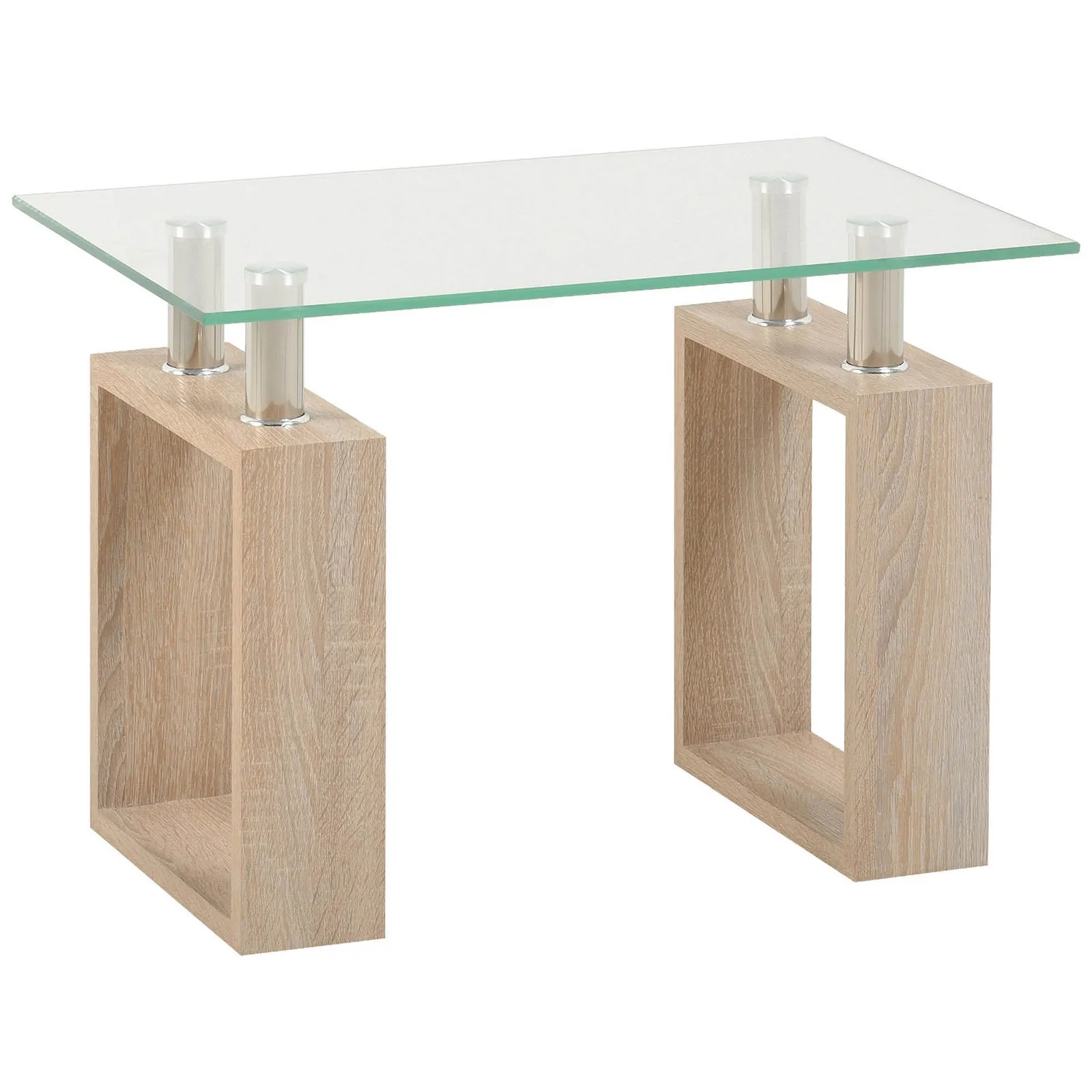 Milan Oak Glass Top Lamp Table Natural