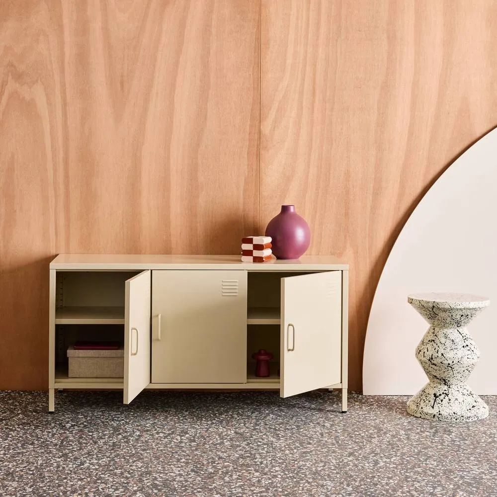 sweeek Industrial Metal TV Stand with 3 Doors 120cm in Cream 6