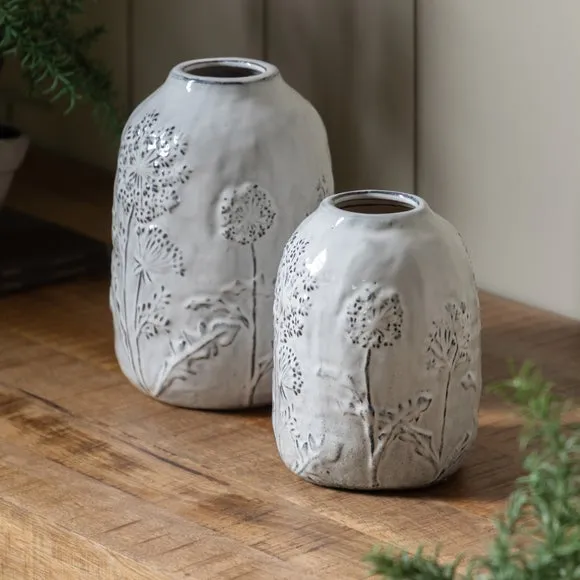 Cedar & Sage Meadow Embossed Ceramic Stone Vase 3
