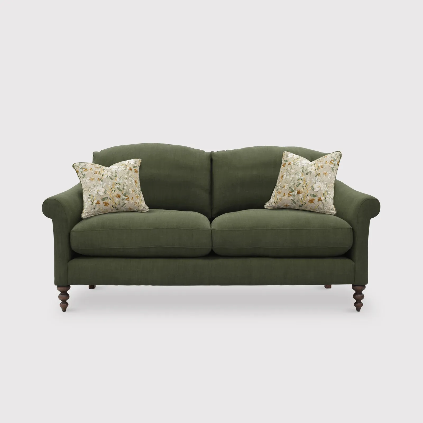 English Heritage Clover 26 Small Sofa With Pre Set Scatters, Green | Barker & Stonehouse