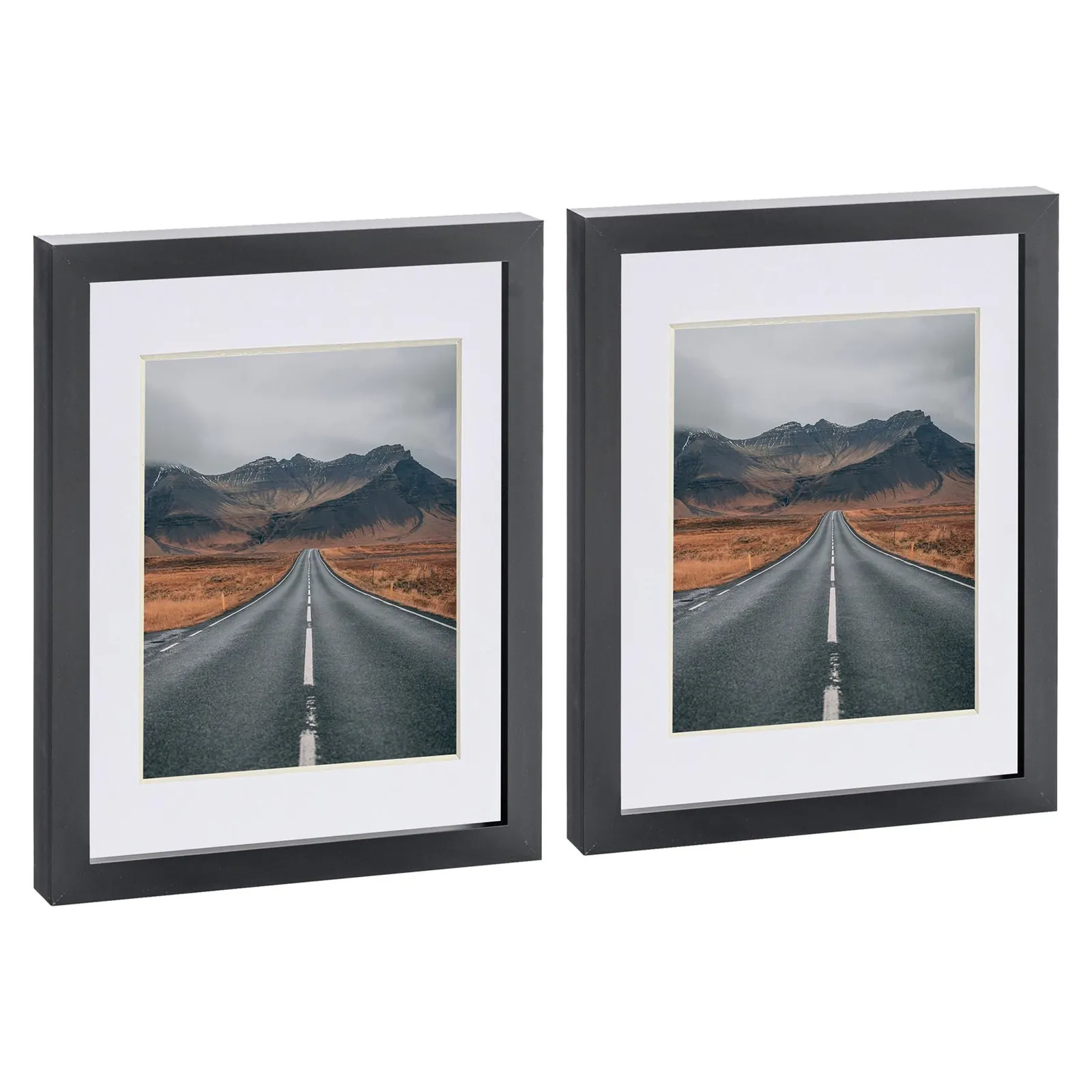 Nicola Spring Photo Frames with 5" x 7" Mount - 8" x 10" - Ivory Mount - Pack of 2 in Black