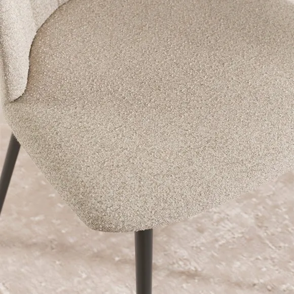 Kendall Dining Chair with Black Legs, Boucle 4
