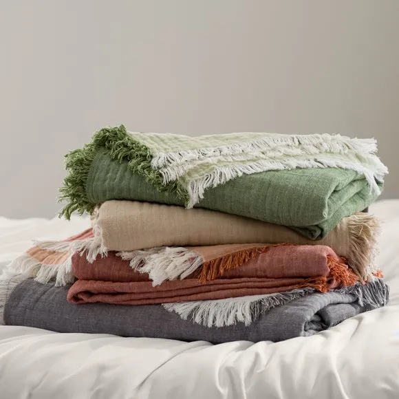 Reversible Muslin Cotton Throw Blanket 3