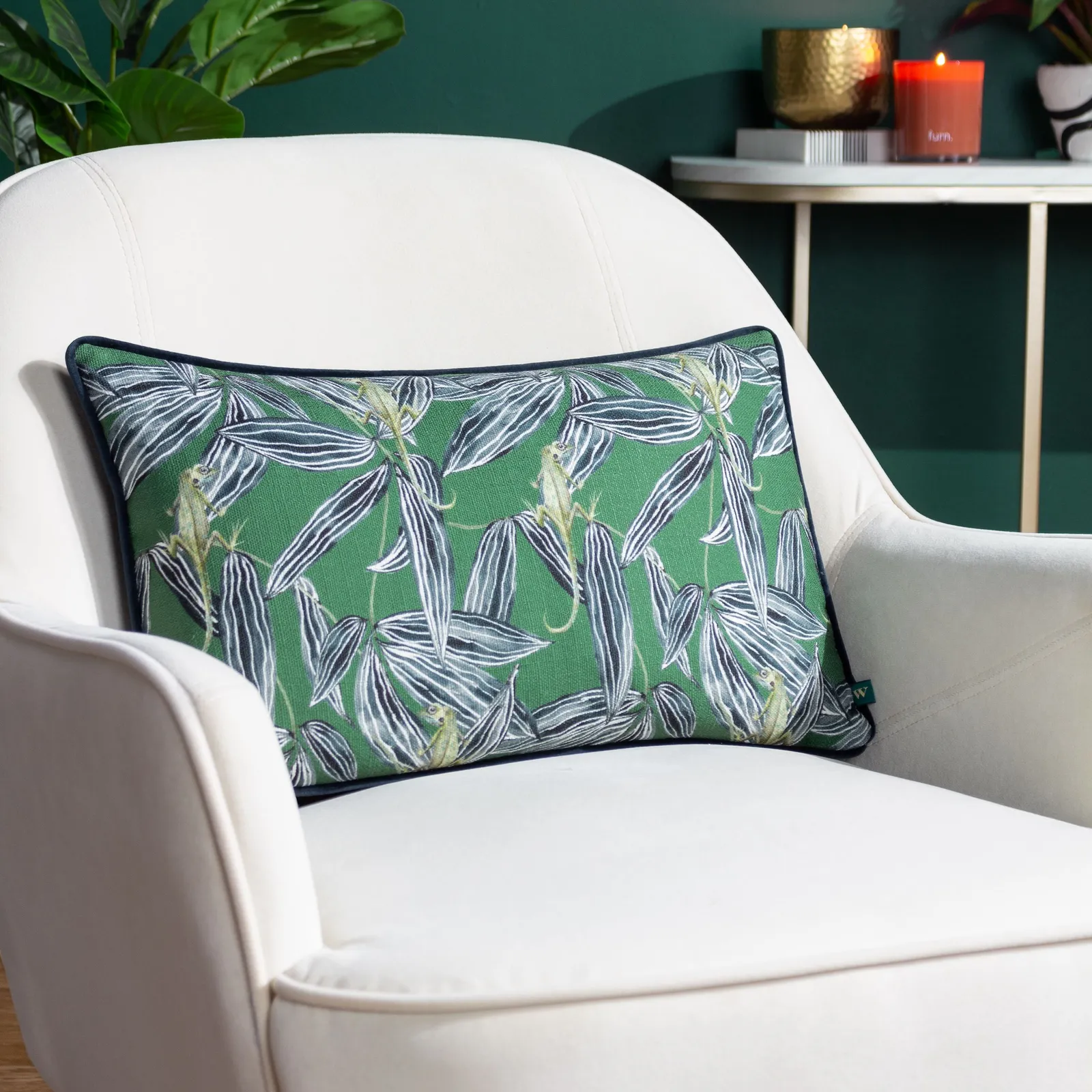 Wylder Tropics Ebon Wilds Nkiru Piped Cushion in Green