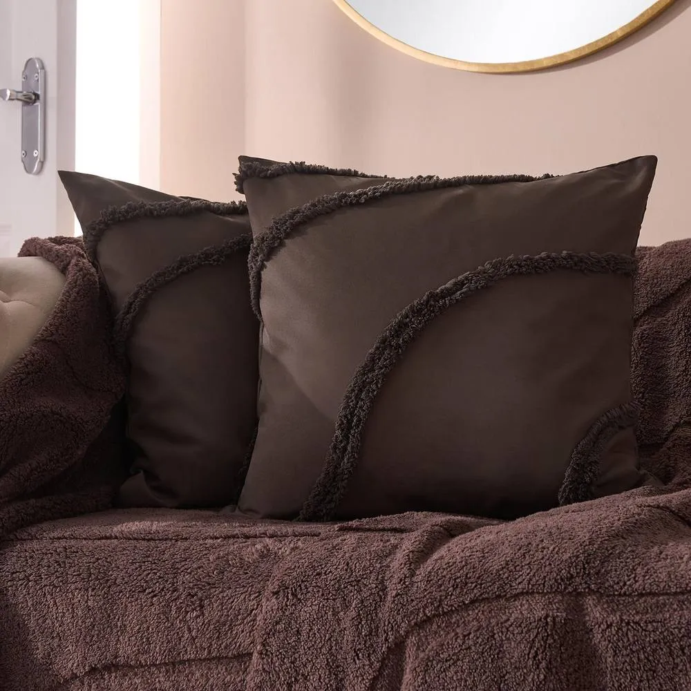 OHS 2 x Tufted Contour Cushion Cover Luxury Modern in Dark Brown