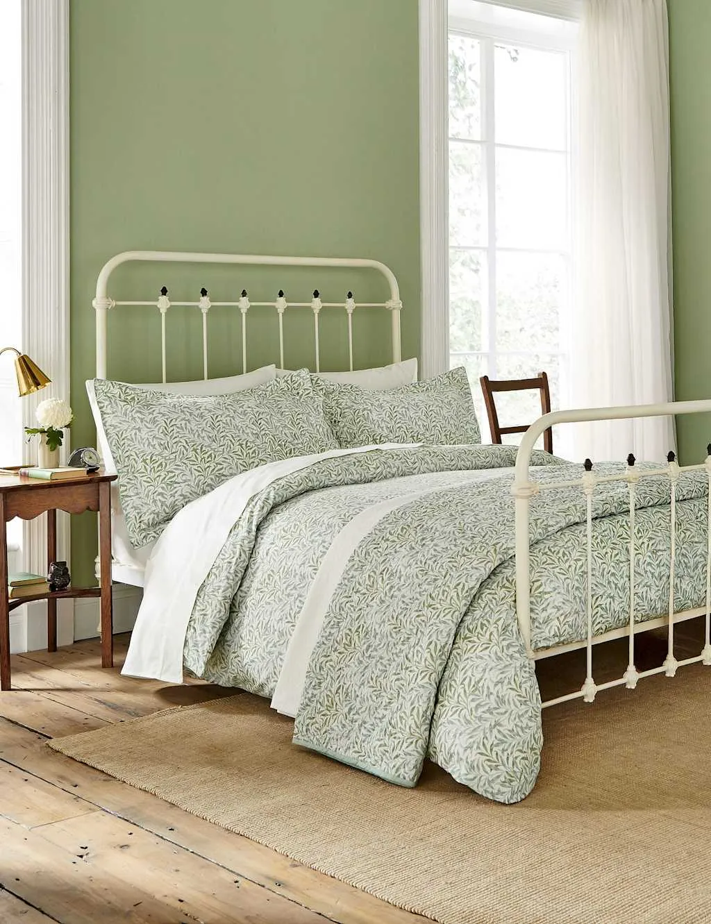 Morris & Co Pure Cotton Willow Bough Bedding Set Green Mix