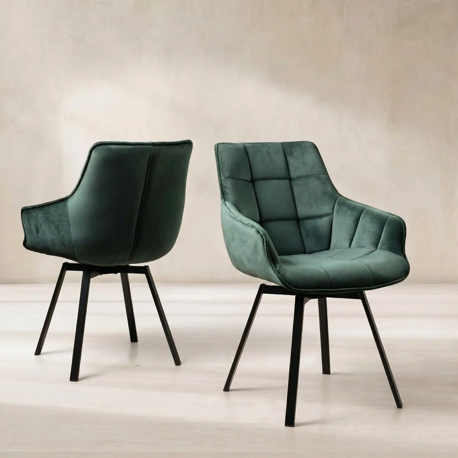 Jasper Leisure Swivel Dining Chair, Green Velvet | Barker & Stonehouse