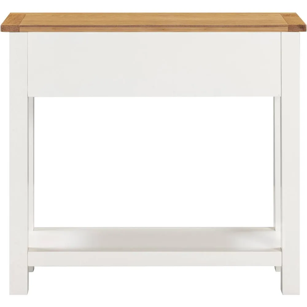 Seconique Cambridge 2 Drawer Console Table - Linen/Oak (Part assembled) in White 5
