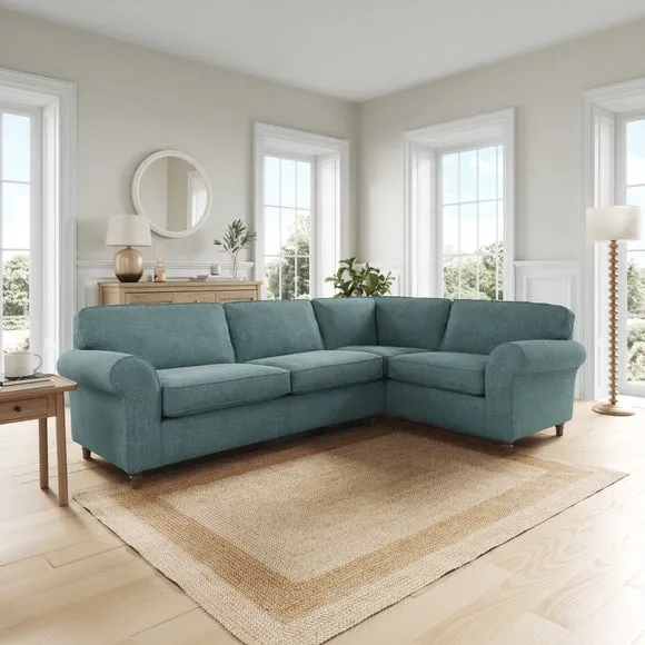 Flori Tonal Plush Chenille Corner Sofa 1