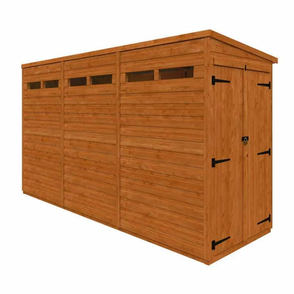 Buttercup Farm 12x4 Flex Pent Security Doubel Door 12mm Flex - L353.8xW115xH203 cm in Burnt Orange