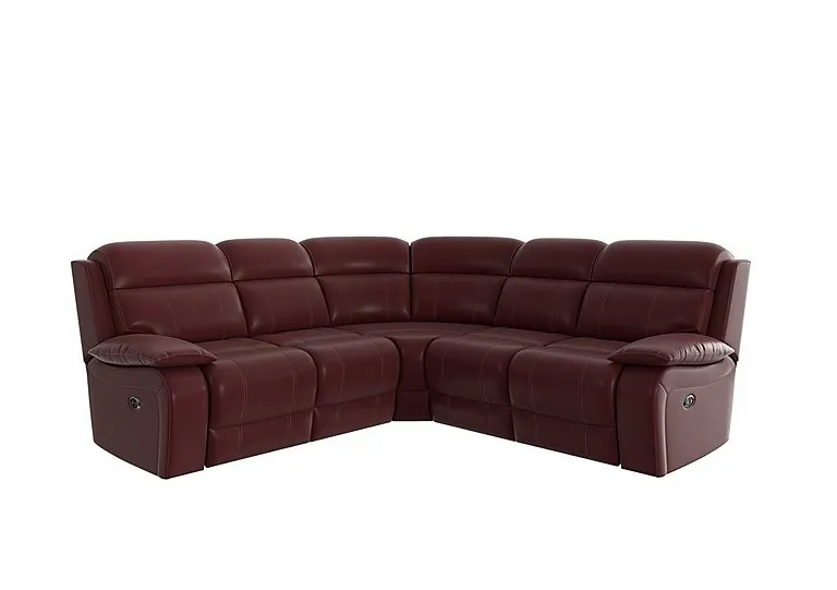 Moreno Leather Manual Recliner Corner Sofa - BV Deep Red