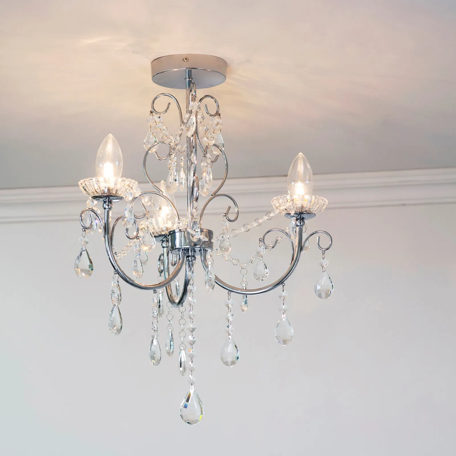 Vogue Tabitha 3 Light Bathroom Semi Flush Ceiling Light