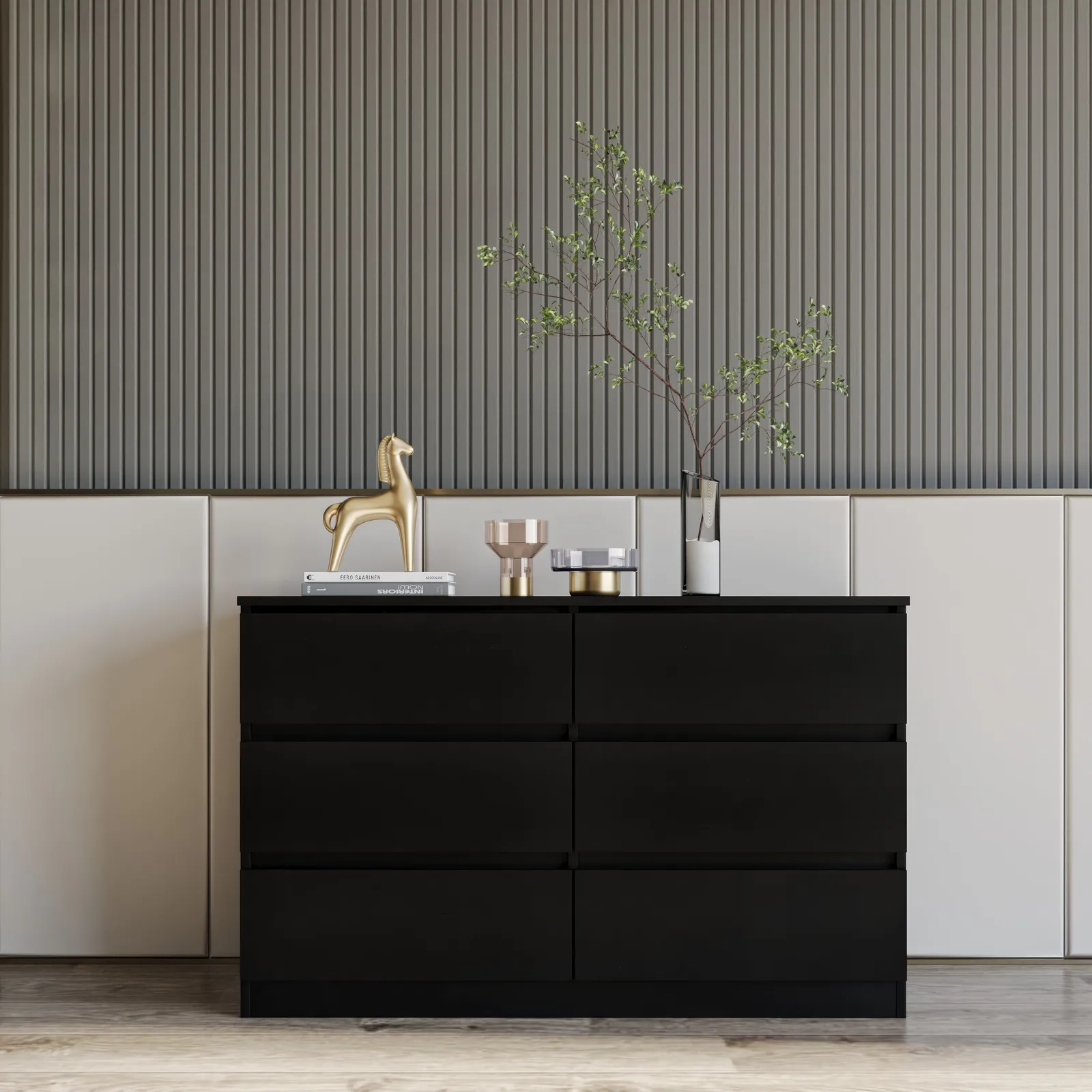 Seconique Malvern 6 Drawer Chest in Black