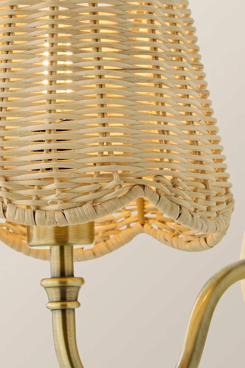 ValueLights Lowe Natural Rattan Taper Shade Metal Portable Rechargeable Wall Light in Gold 4