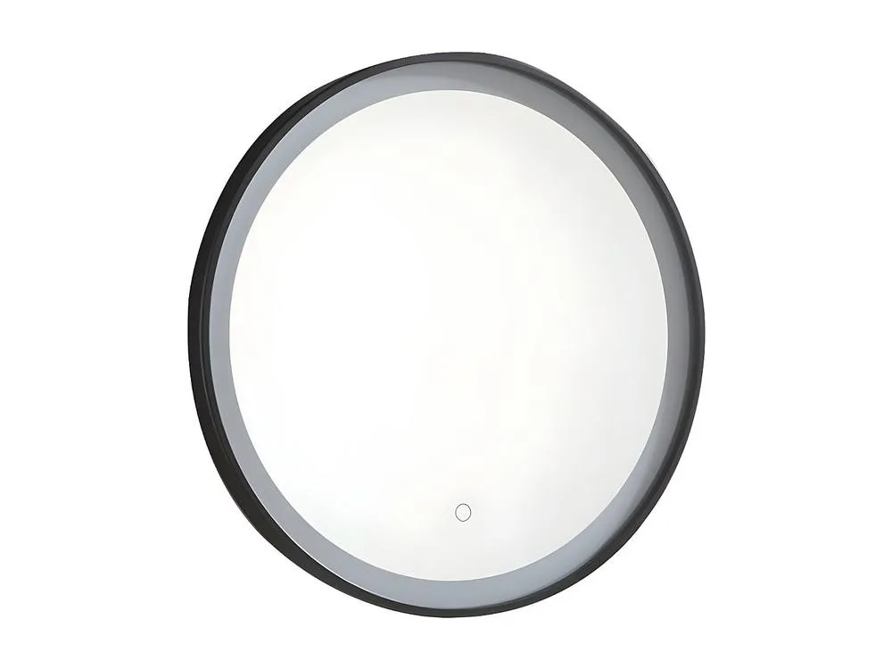 Vente-unique Round Illuminated Black Bathroom Mirror With Leds - D. 60 Cm - NUMEA 2
