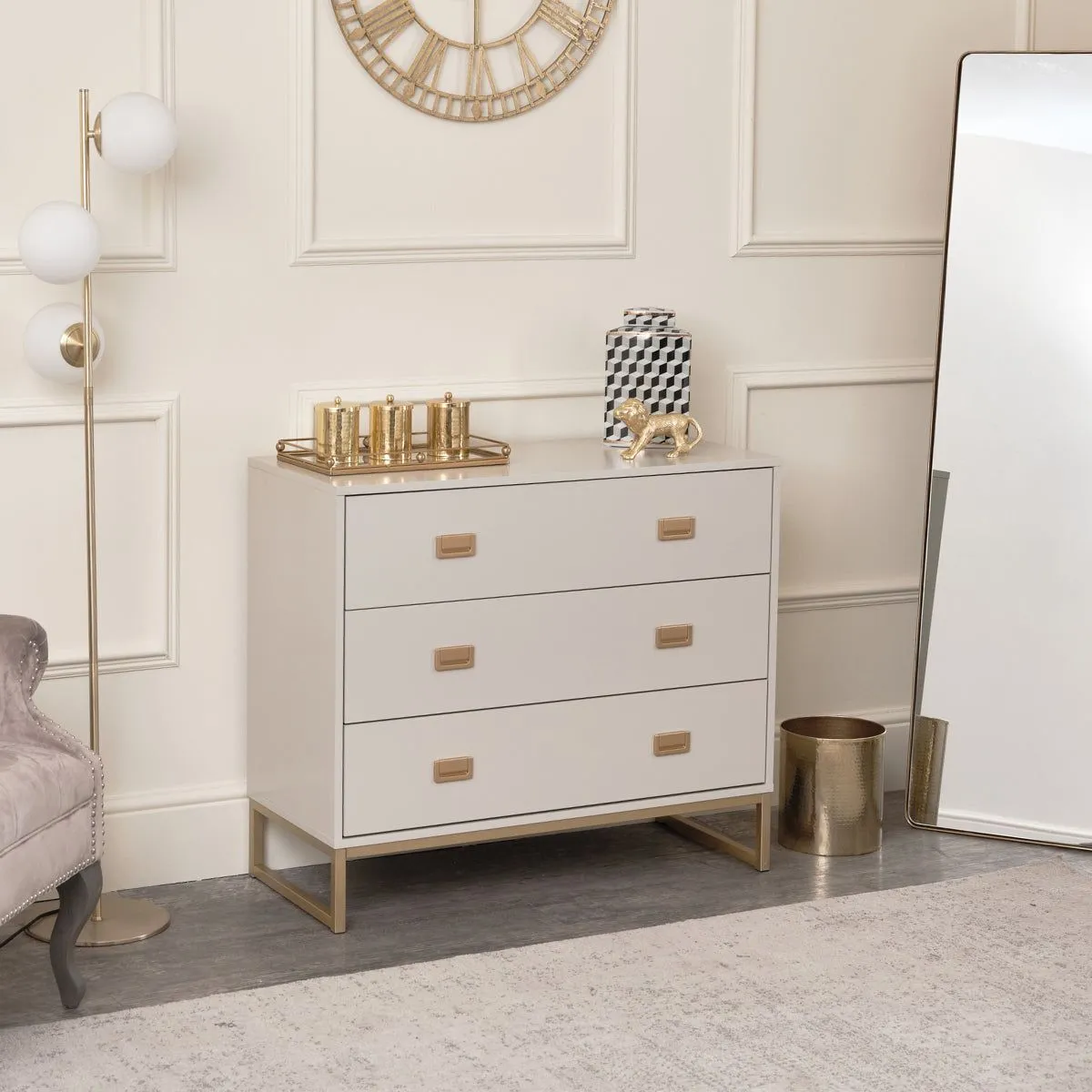 Melody Maison Large 3 Drawer Chest Of Drawers - Elle Stone Range 6