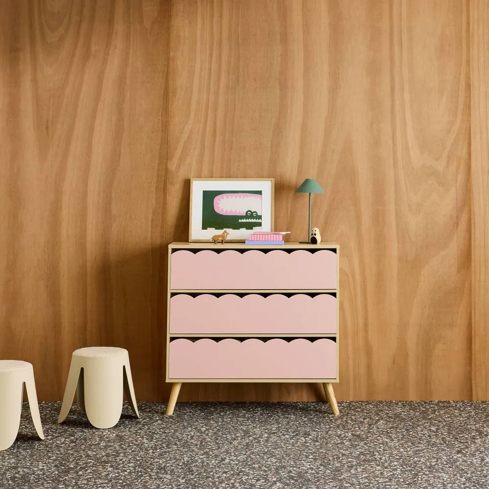 sweeek Wood-effect children's chest of 3 drawers in Pink 3