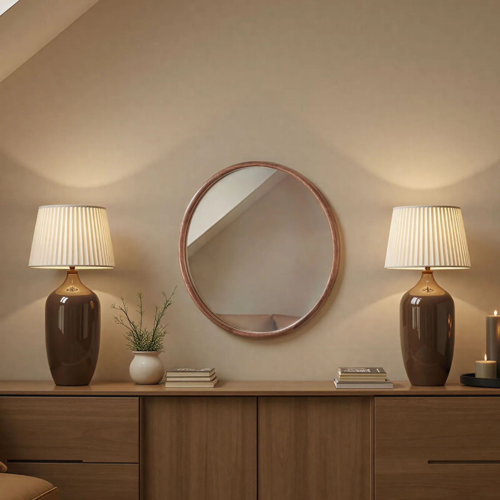Yearn Mirrors Beaufort Walnut Round Wood Mirror 2