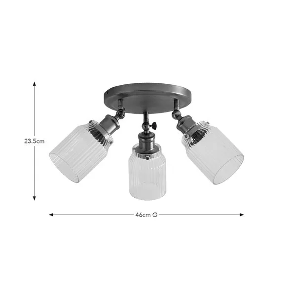 Tobias Industrial Ribbed 3 Light Adjustable Semi Flush Spotlight 6