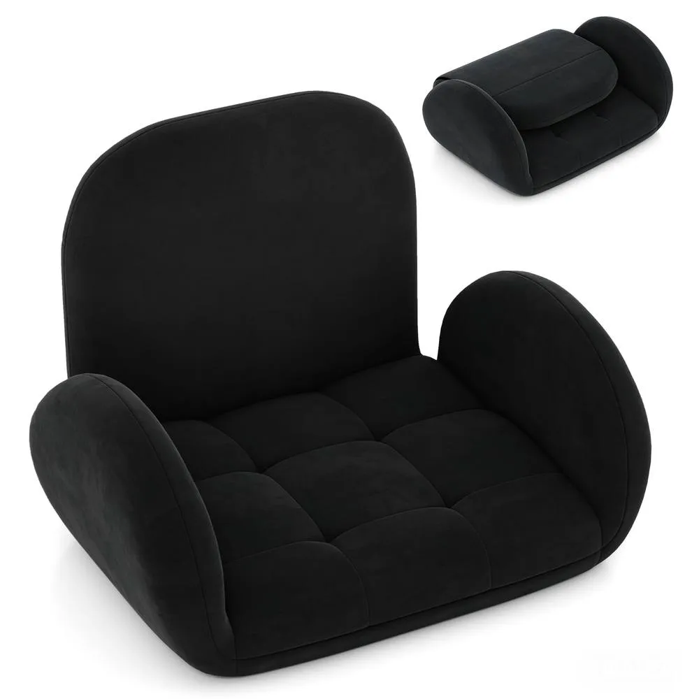 Costway Modern Gaming Floor Chair Folding Sofa Chair w/3-Position Backrest in Black