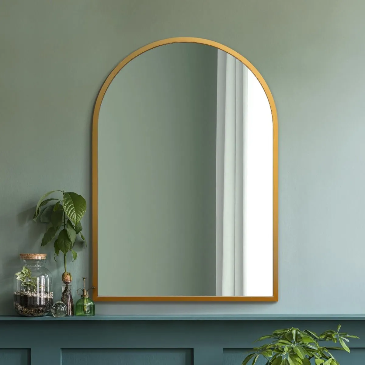 MirrorOutlet Gold Metal Framed Arched Wall Mirror 39" X 27" (100CM X 70CM) 6