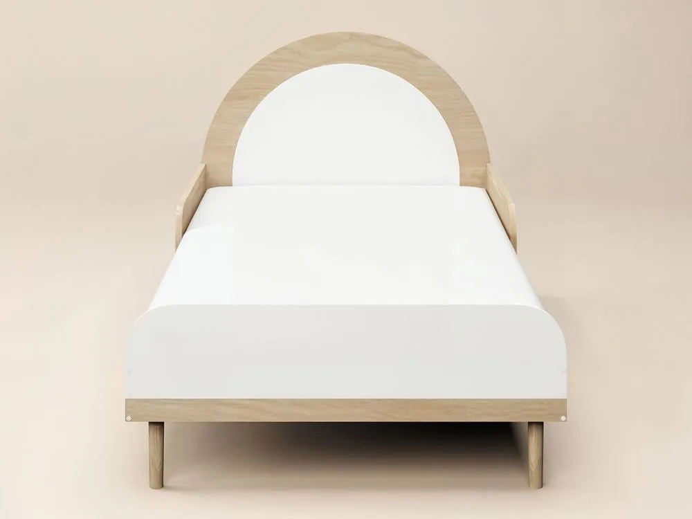 Flair Noah Single Curved Headboard Bed Oak in White 5