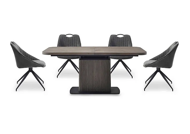 Jai Large Extending Dining Table with 4 Swivel Chairs - Dark Grey