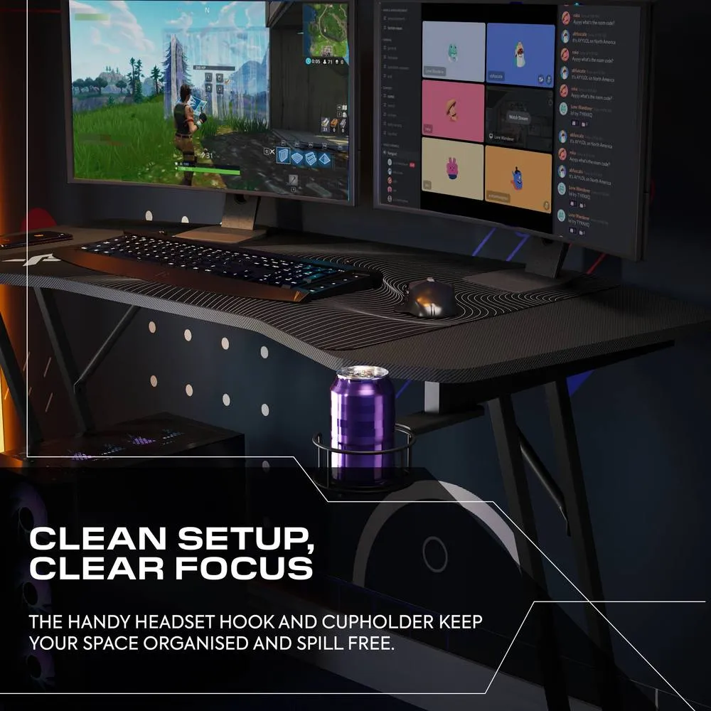 X Rocker Panther Evo 120cm Gaming Desk with Mousepad - Black 6