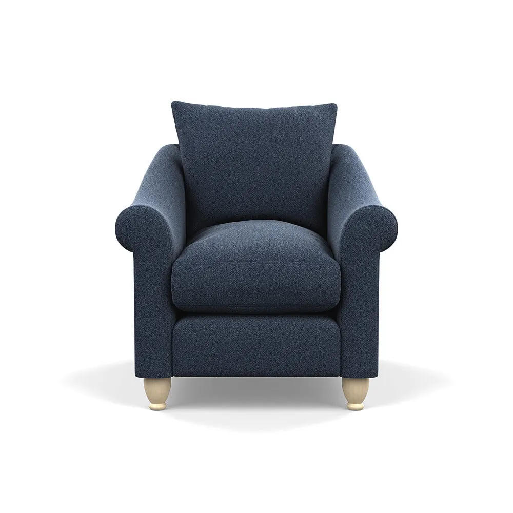 Heal's Devon Armchair Boucle Indigo Natural Feet