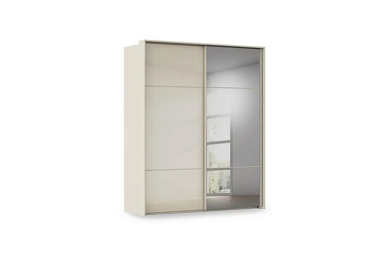 Haven 190cm 2 Door Slider Wardrobe with 1 Glass and 1 Mirror Door
