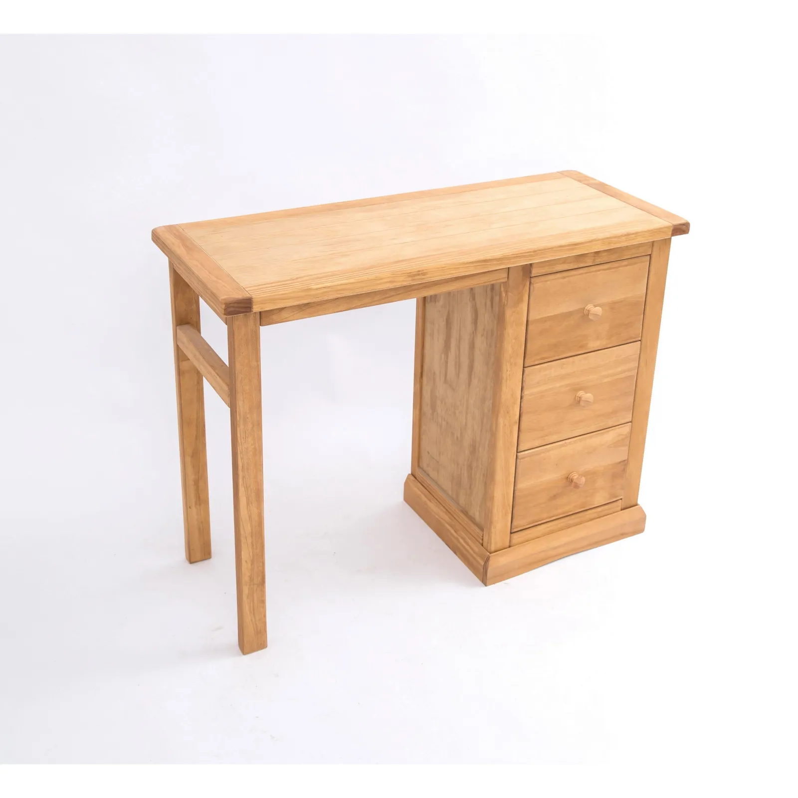 Cabinet Bits Lucca 3 Drawer Desk - Dressing Table Wood Knob in Light Brown 3