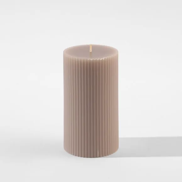 Unscented Ribbed Pillar Candle 2