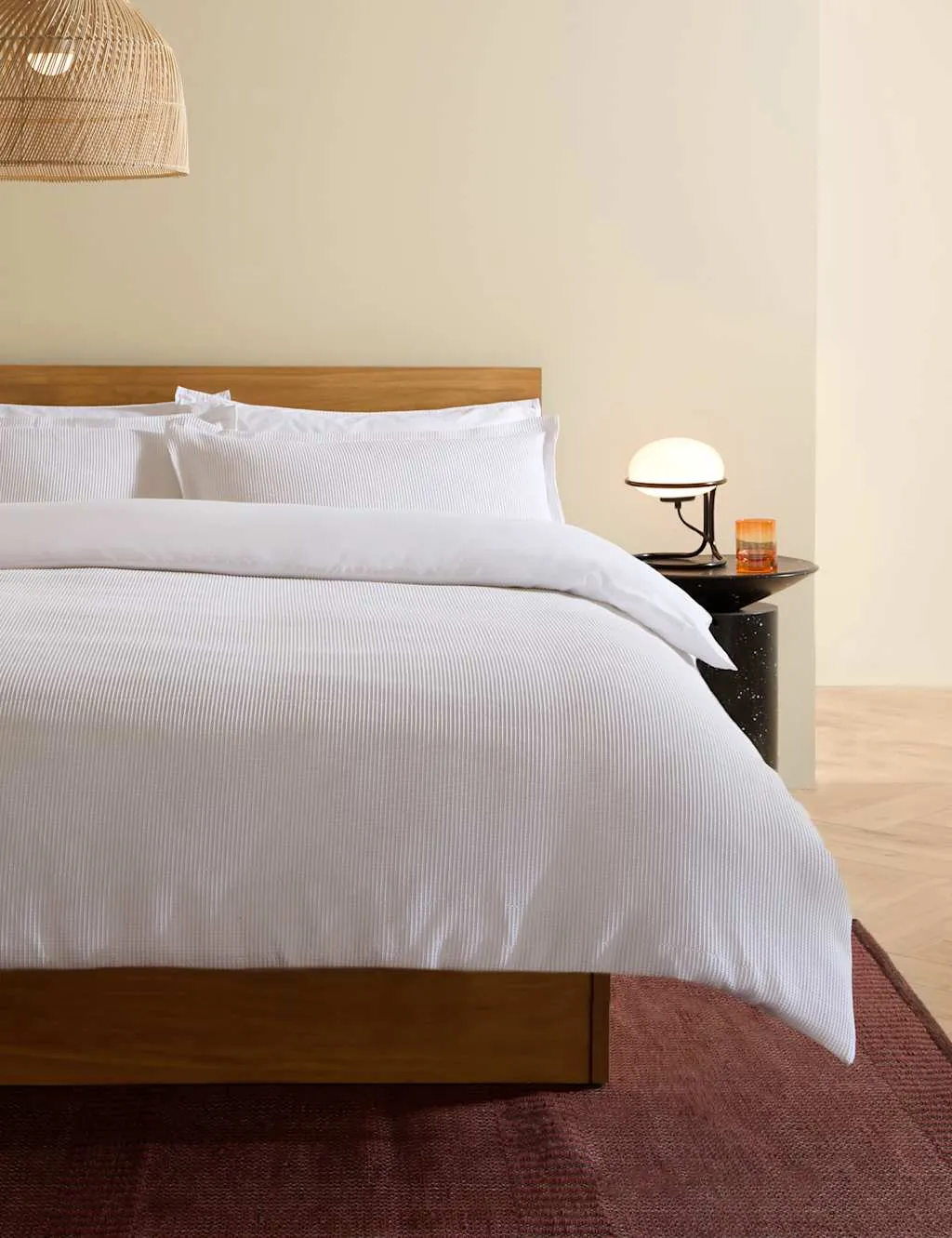 MADE Pure Cotton Waffle Bedding Set White