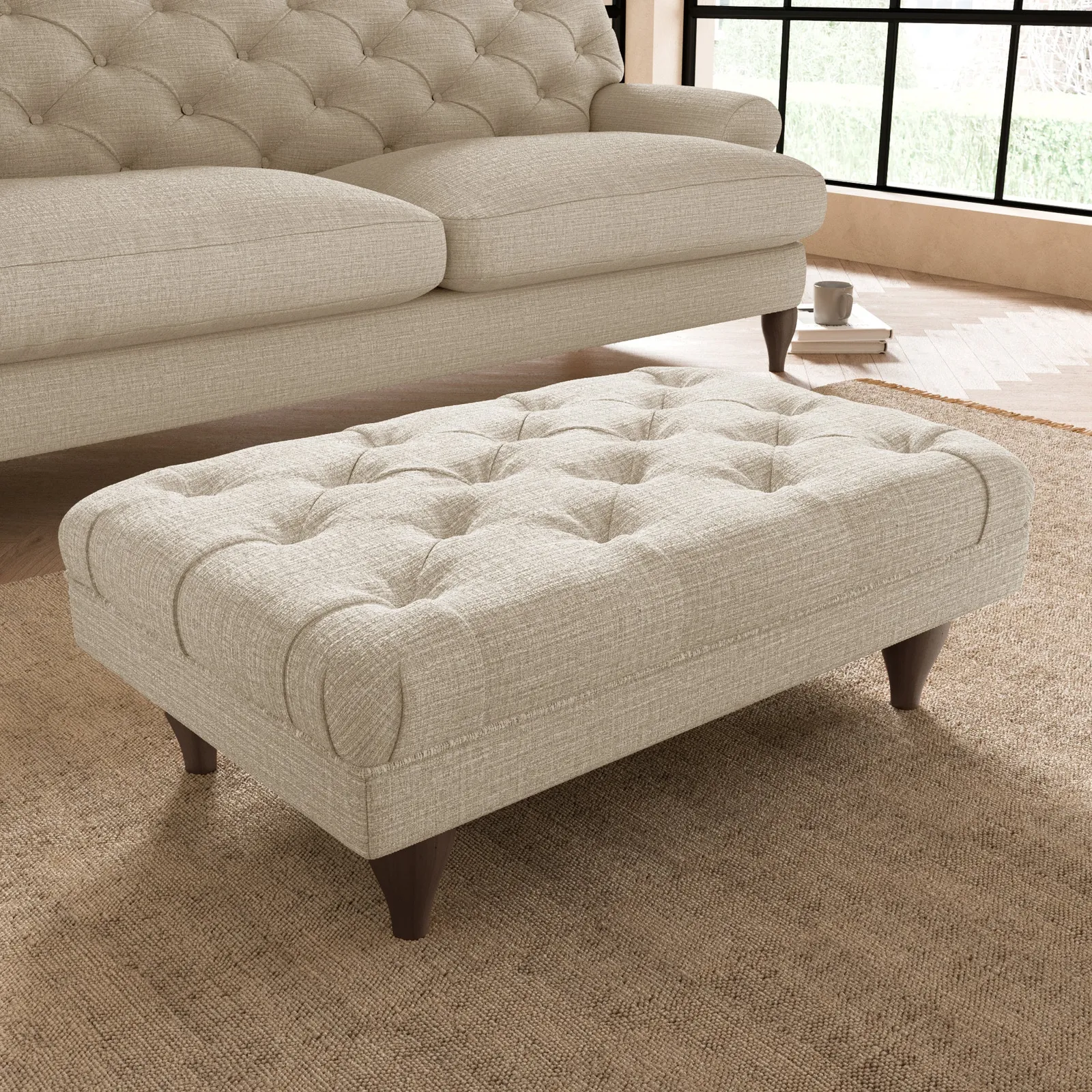 Warwick Textured Weave Footstool Textured Weave Honey