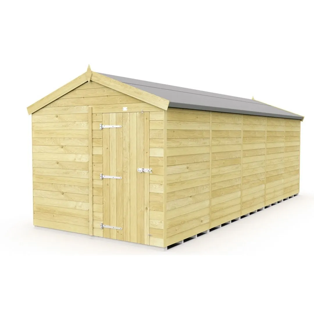 Buttercup Farm 8 x 20 Feet Apex Shed - Single Door W/O Window - L592 x W231 x H217 cm in Brown