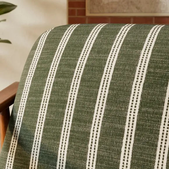 Maxwell Texture Ticking Stripe Wooden Arm Accent Chair 3