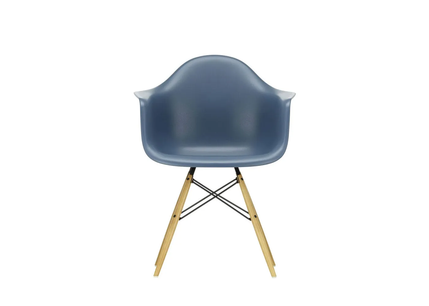 Vitra Eames DAW Armchair New Height Sea Blue Golden Maple Base 1