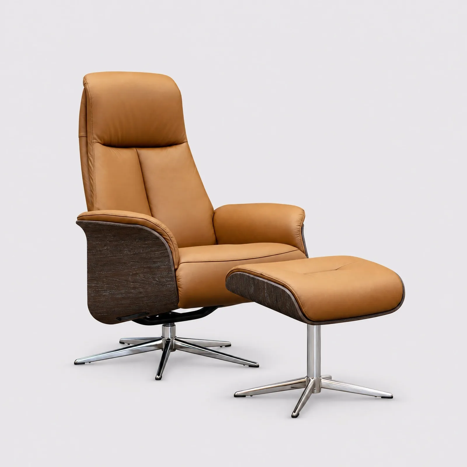 G Plan Skara Manual Recliner Chair & Stool Leather | Barker & Stonehouse