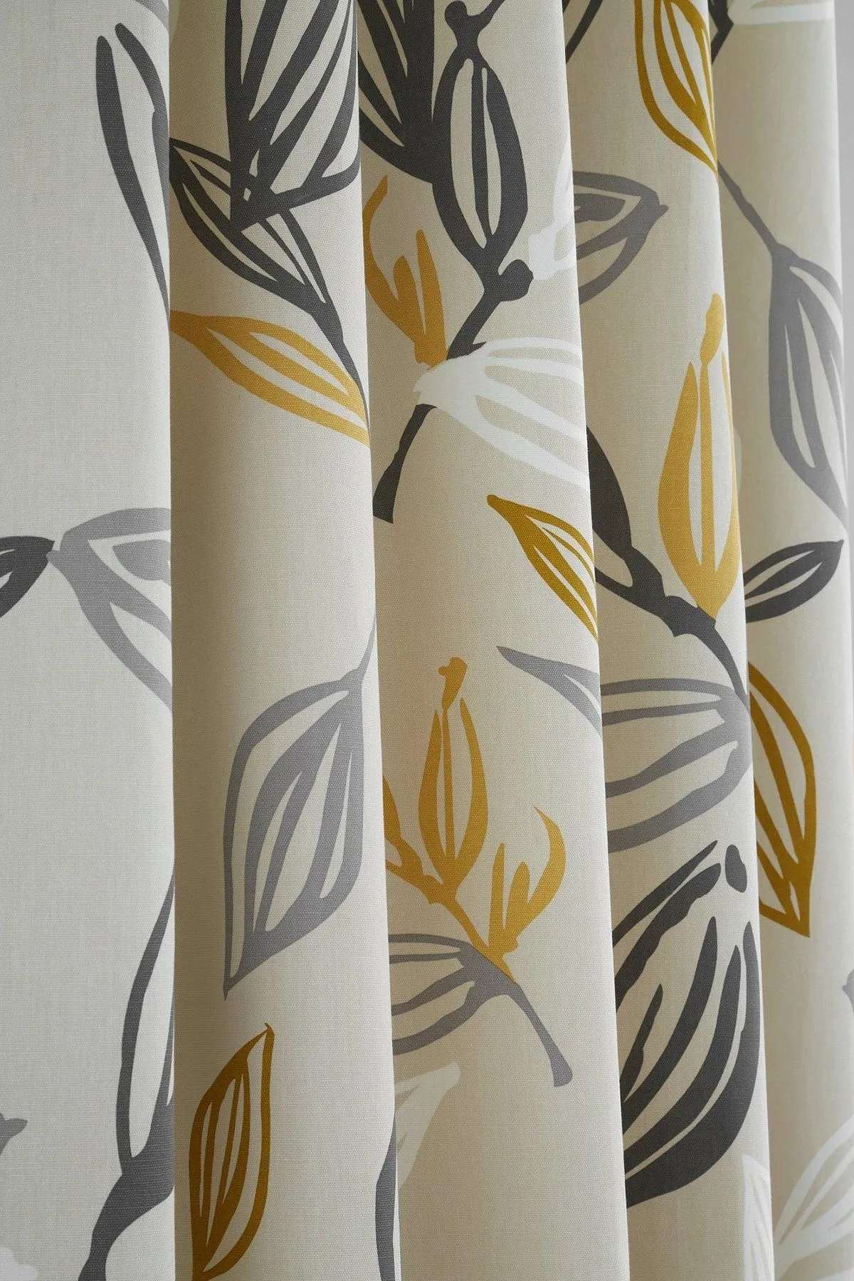 Fusion 'Ensley' 100% Cotton Botanical Print Pair of Eyelet Curtains in Mustard 4